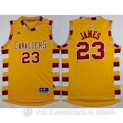 Camiseta James #23 Cleveland Cavaliers Amarillo - Haga un click en la imagen para cerrar